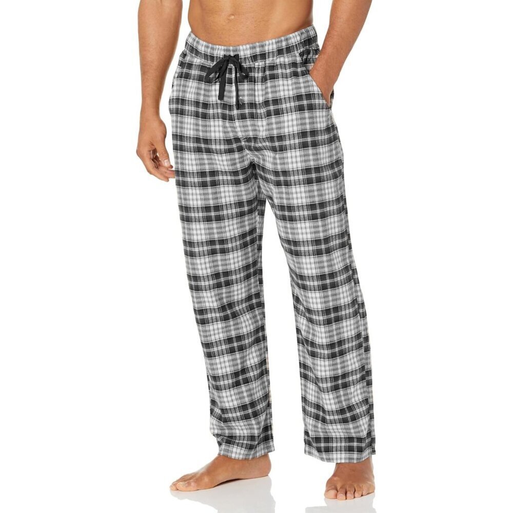 Pendleton Plaid High‎ Drawstrings Cotton Pajama Pants Black Gray Men L